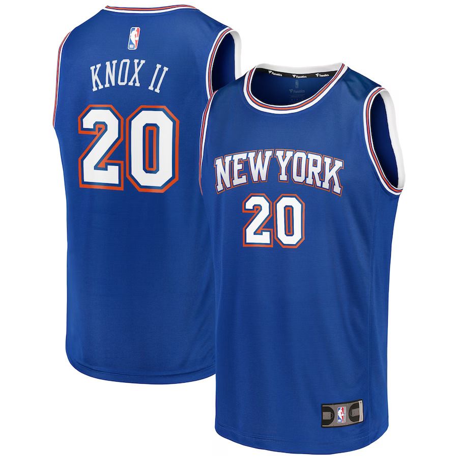 Men New York Knicks 20 Kevin Knox Fanatics Branded Royal Fast Break Team Replica NBA Jersey